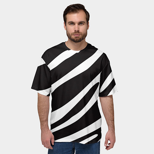 Мужская футболка оверсайз Анималистичный рисунок зебра / 3D-принт – фото 3