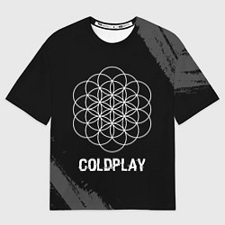 Футболка оверсайз мужская Coldplay Glitch на темном фоне, цвет: 3D-принт