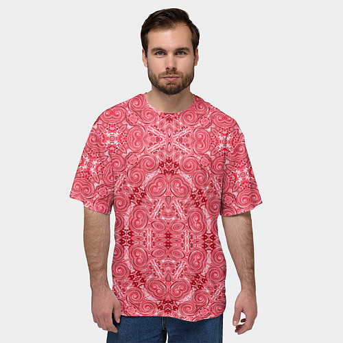 Мужская футболка оверсайз Red ornament Arabic / 3D-принт – фото 3