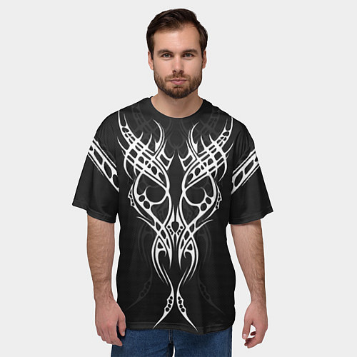 Мужская футболка оверсайз Титуировки на карбоне / 3D-принт – фото 3