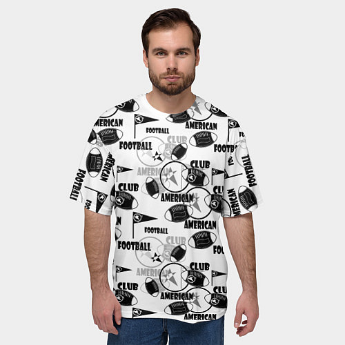 Мужская футболка оверсайз American football club / 3D-принт – фото 3