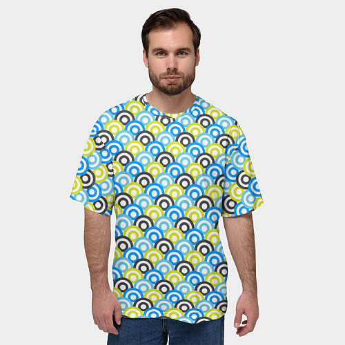 Мужская футболка оверсайз Кружочки разноцветные / 3D-принт – фото 3