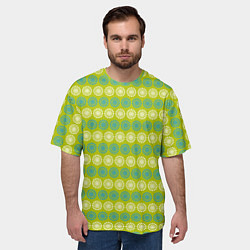 Футболка оверсайз мужская Зеленые и белые кружки, цвет: 3D-принт — фото 2