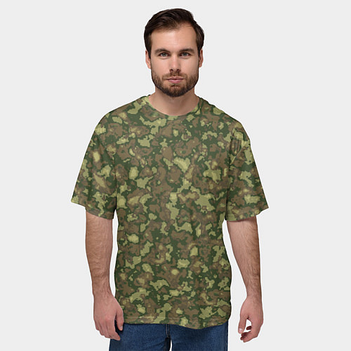 Мужская футболка оверсайз Камуфляж цифровой Флора-1 пиксель / 3D-принт – фото 3
