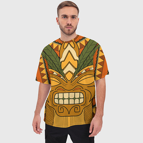 Мужская футболка оверсайз Polynesian tiki ANGRY / 3D-принт – фото 3