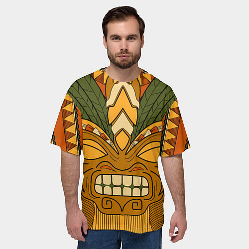 Мужская футболка оверсайз Polynesian tiki ANGRY / 3D-принт – фото 3