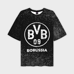 Футболка оверсайз мужская Borussia с потертостями на темном фоне, цвет: 3D-принт