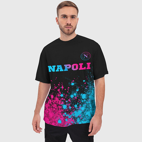 Мужская футболка оверсайз Napoli Neon Gradient / 3D-принт – фото 3