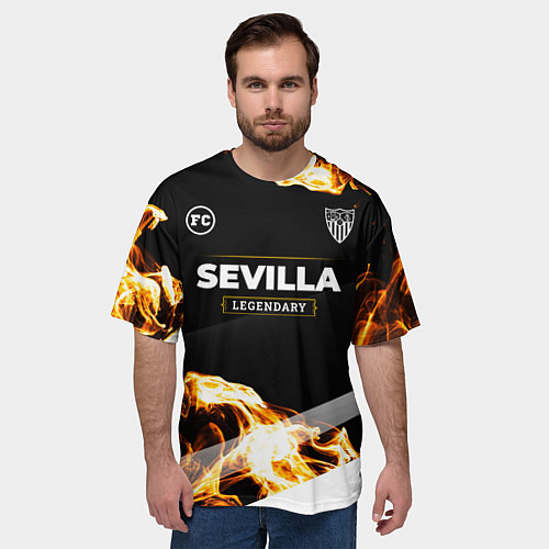 Мужская футболка оверсайз Sevilla Legendary Sport Fire / 3D-принт – фото 3