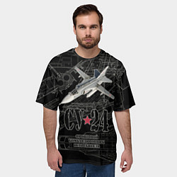 Футболка оверсайз мужская Фронтовой бомбардировщик истребитель Су-24, цвет: 3D-принт — фото 2