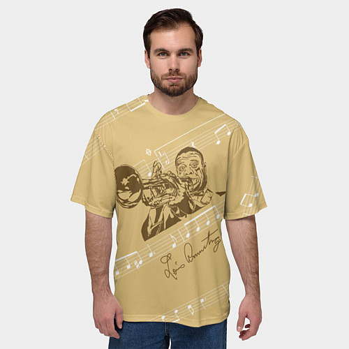 Мужская футболка оверсайз Великий джазмен - Луис Армстронг / 3D-принт – фото 3