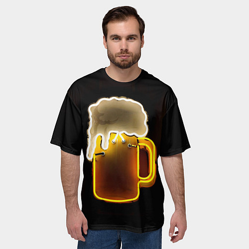 Мужская футболка оверсайз Неоновое пиво - Жёлтый / 3D-принт – фото 3