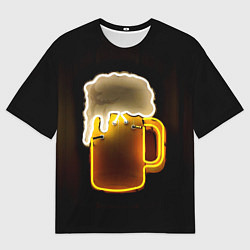 Футболка оверсайз мужская Неоновое пиво - Жёлтый, цвет: 3D-принт