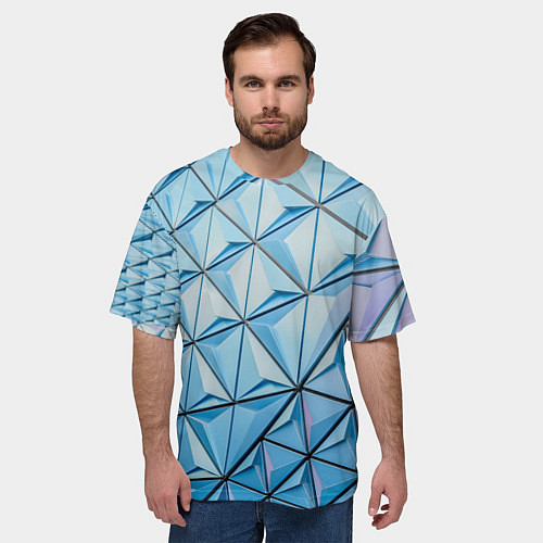 Мужская футболка оверсайз Абстрактная киберпанк броня - Голубой / 3D-принт – фото 3