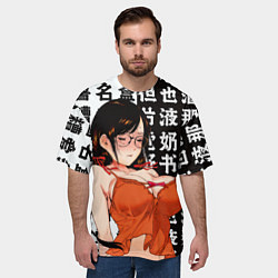 Футболка оверсайз мужская Цубаса Ханэкава - monogatari series, цвет: 3D-принт — фото 2