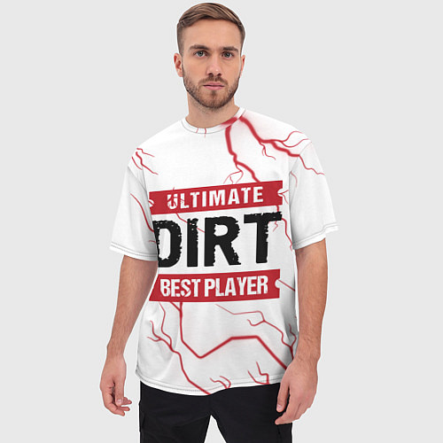 Мужская футболка оверсайз Dirt: красные таблички Best Player и Ultimate / 3D-принт – фото 3