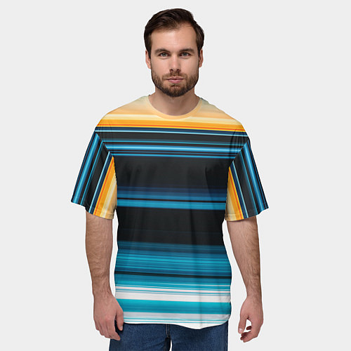 Мужская футболка оверсайз Градиент восход солнца / 3D-принт – фото 3