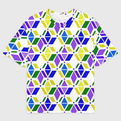 Мужская футболка оверсайз Разноцветный неоновый геометрический узор