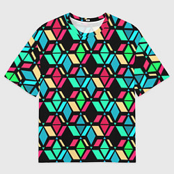 Футболка оверсайз мужская Геометрические фигуры темная текстура, цвет: 3D-принт
