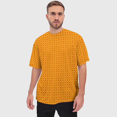 Мужская футболка оверсайз Оранжевые классические узоры / 3D-принт – фото 3