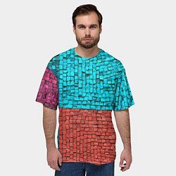 Футболка оверсайз мужская Каменно-кирпичная броня - Оранжевый, цвет: 3D-принт — фото 2