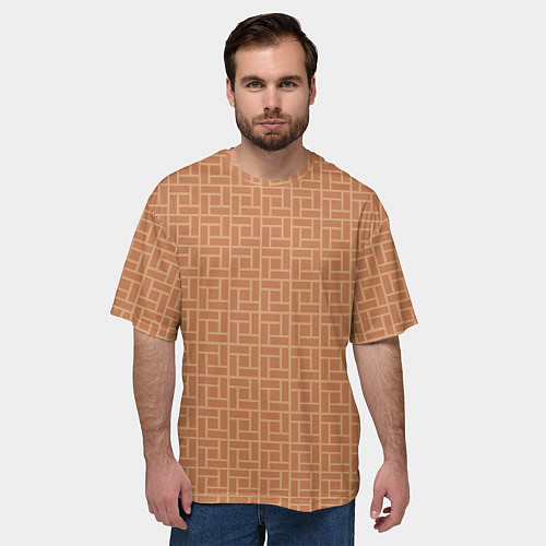 Мужская футболка оверсайз Кофейные плитки / 3D-принт – фото 3