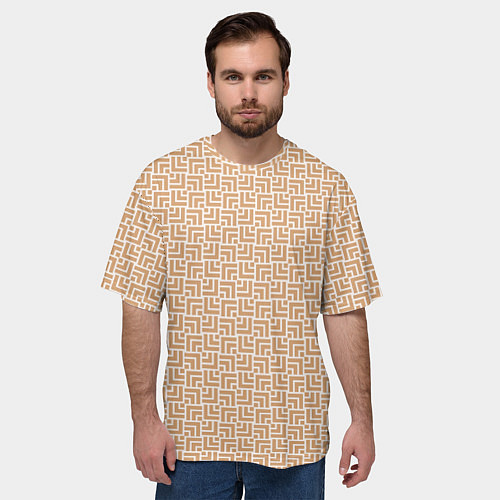 Мужская футболка оверсайз Коричневые узоры / 3D-принт – фото 3