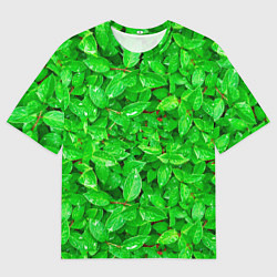 Футболка оверсайз мужская Зелёные листья - текстура, цвет: 3D-принт