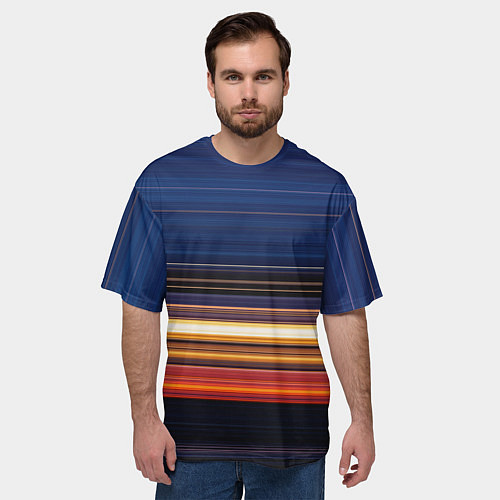 Мужская футболка оверсайз Градиент вечерний закат / 3D-принт – фото 3