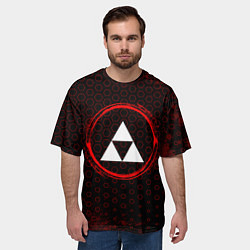Футболка оверсайз мужская Символ Zelda и краска вокруг на темном фоне, цвет: 3D-принт — фото 2
