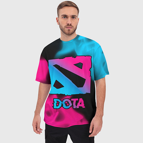 Мужская футболка оверсайз Dota Neon Gradient / 3D-принт – фото 3