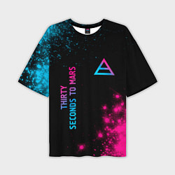 Мужская футболка оверсайз Thirty Seconds to Mars Neon Gradient