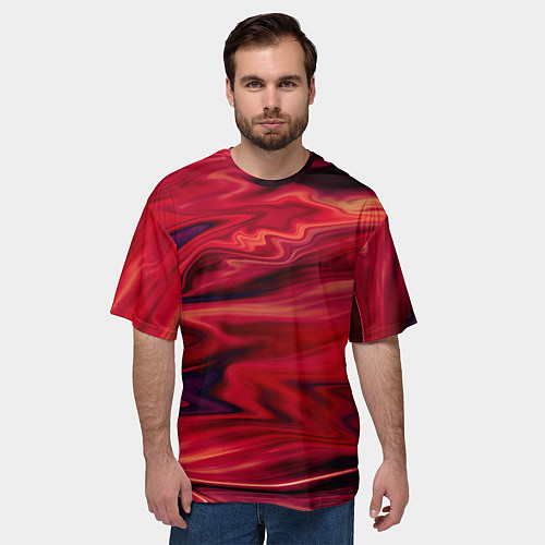 Мужская футболка оверсайз Красный абстрактный модный узор / 3D-принт – фото 3