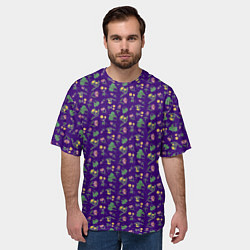 Футболка оверсайз мужская Цветы невероятной красоты на синем фоне, цвет: 3D-принт — фото 2