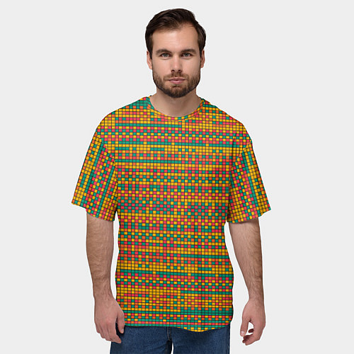 Мужская футболка оверсайз Квадратный хаос / 3D-принт – фото 3