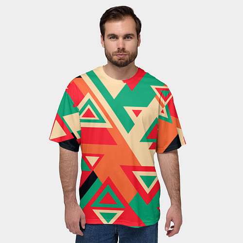 Мужская футболка оверсайз Треугольный хаос / 3D-принт – фото 3