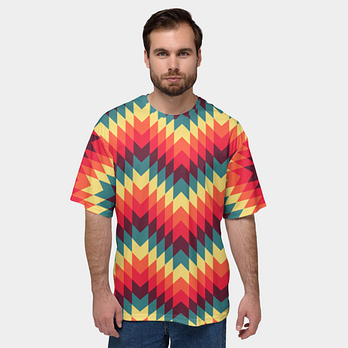 Мужская футболка оверсайз Мексиканские узоры / 3D-принт – фото 3