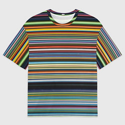 Футболка оверсайз мужская Абстрактное множество разноцветных линий, цвет: 3D-принт