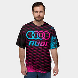Футболка оверсайз мужская Audi - neon gradient, цвет: 3D-принт — фото 2