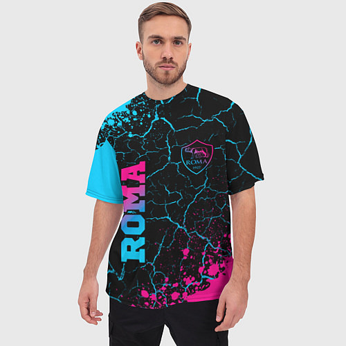 Мужская футболка оверсайз Roma - neon gradient / 3D-принт – фото 3