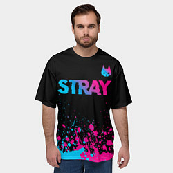 Футболка оверсайз мужская Stray - neon gradient logo, цвет: 3D-принт — фото 2