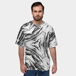 Футболка оверсайз мужская Черно-белый абстрактный узор Трио, цвет: 3D-принт — фото 2