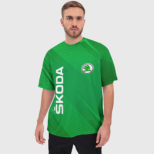 Мужская футболка оверсайз Skoda abstraction sport / 3D-принт – фото 3