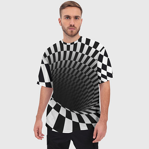 Мужская футболка оверсайз Портал - оптическая иллюзия / 3D-принт – фото 3