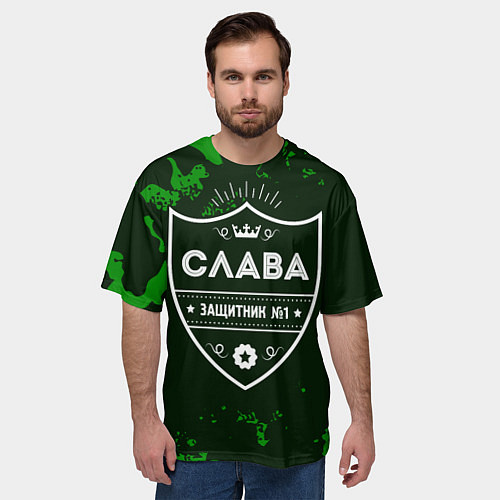 Мужская футболка оверсайз Слава защитник / 3D-принт – фото 3