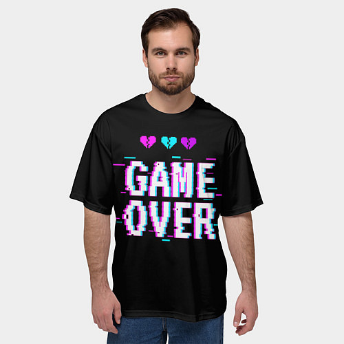 Мужская футболка оверсайз Game Over Pixels / 3D-принт – фото 3