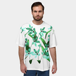 Футболка оверсайз мужская Flowers green light, цвет: 3D-принт — фото 2