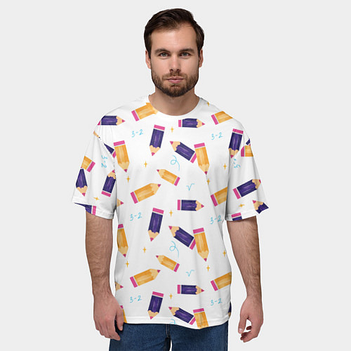 Мужская футболка оверсайз Карандашики / 3D-принт – фото 3