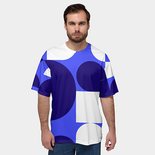 Мужская футболка оверсайз Абстрактный набор геометрических фигур - Синий фон / 3D-принт – фото 3