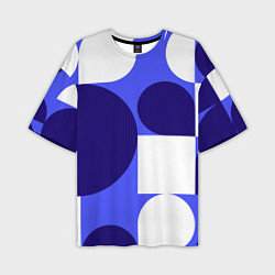 Мужская футболка оверсайз Абстрактный набор геометрических фигур - Синий фон